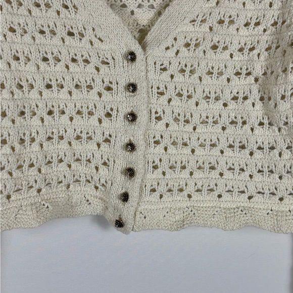 Zara Cream Open Knit Cropped Cardigan- S - Picture 9 of 14